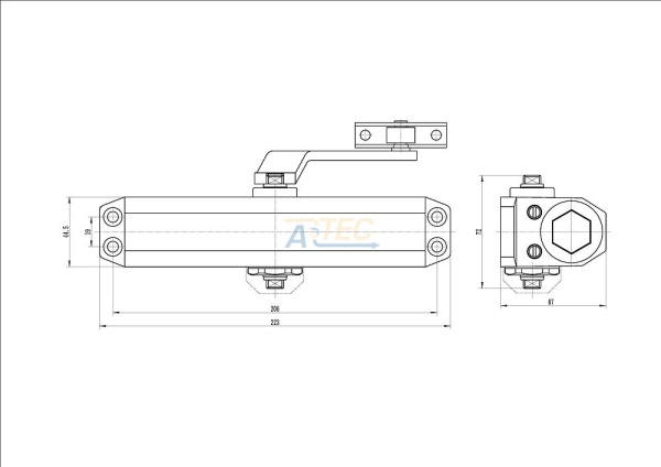 ATEC-D206H-Sl Дверной доводчик, EN5/6, до 120 кг